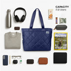 THE AURA - NAVY  QUILTED TOTE BAG