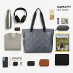 THE AURA - GREY QUILTED TOTE BAG