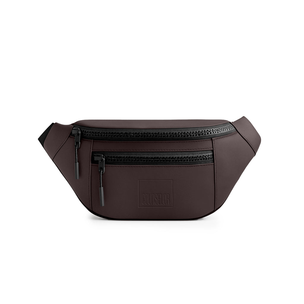 The Blaze brown waist bag, vegan leather fanny pack, stylish and functional for daily use.