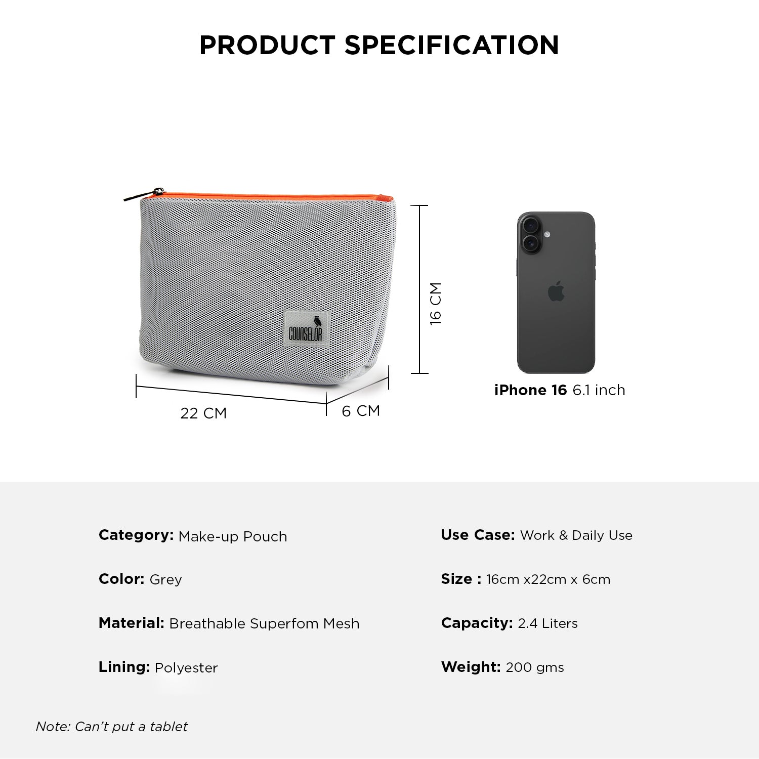 THE KUBO - GREY SUPER-FOAM MESH