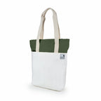 The Skylin tote bag in off-white and army green, showcasing a modern, versatile design for everyday use.