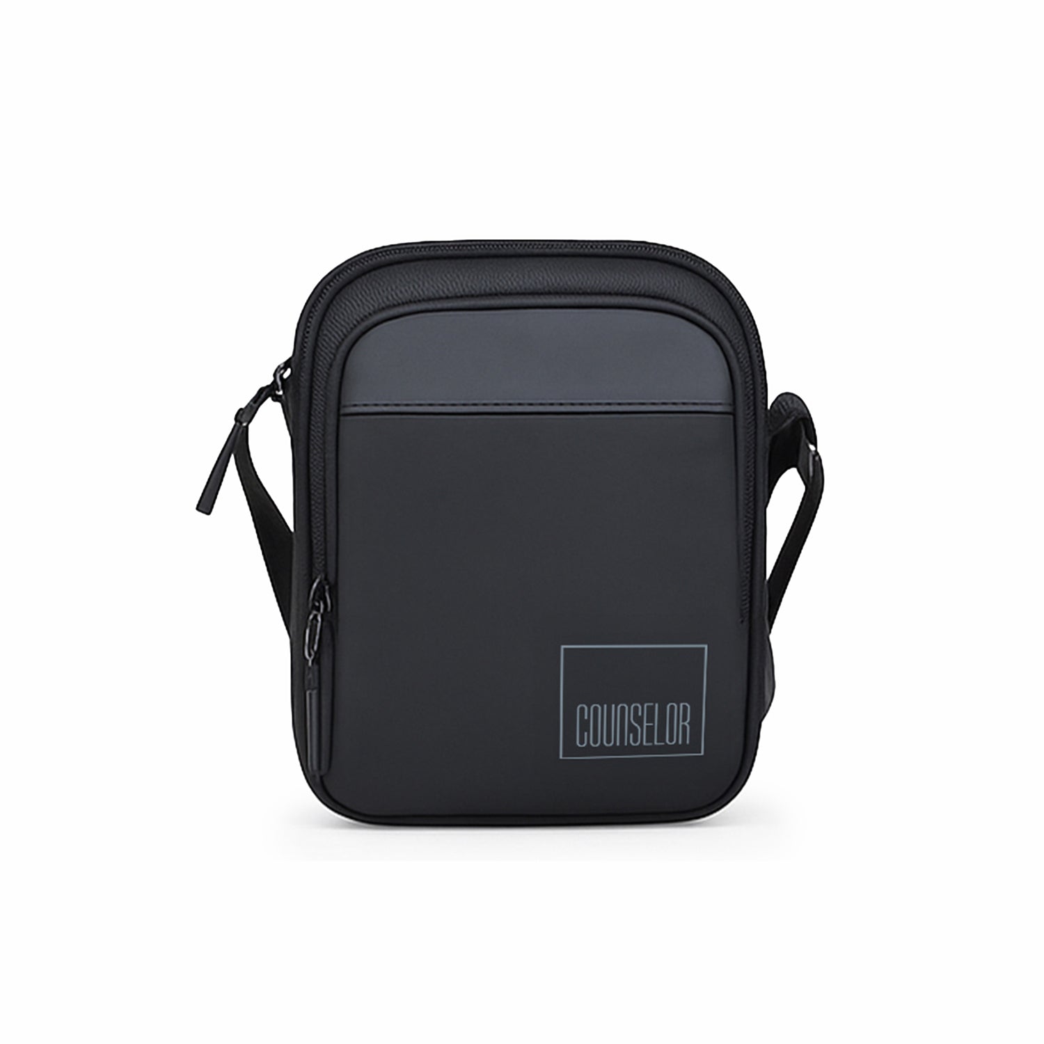 Stylish black crossbody bag featuring a durable design, adjustable strap, and convenient organizational pockets.