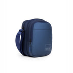 Stylish navy blue sling bag featuring durable 1680D polyester, adjustable strap, and smart organization pockets.