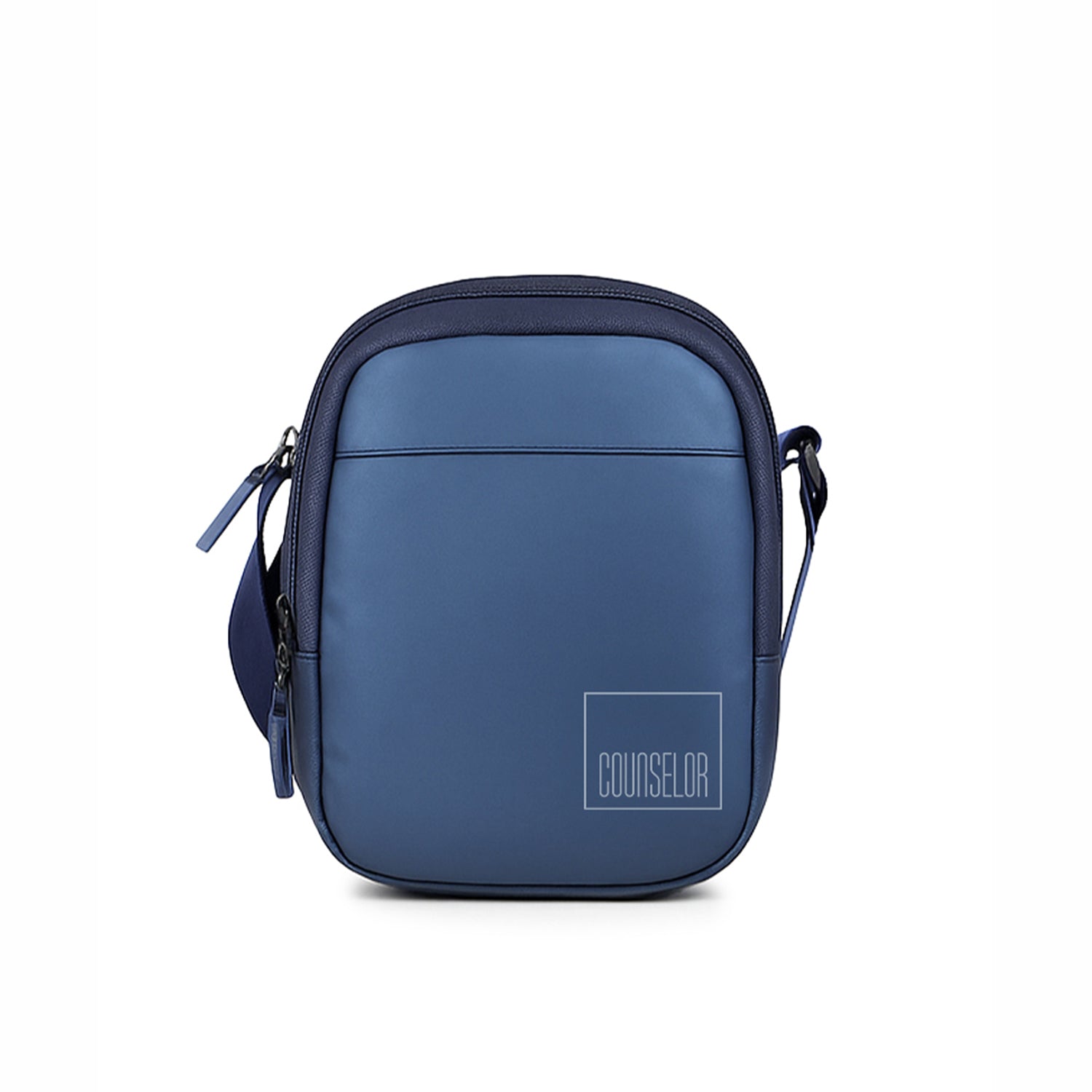 Stylish navy blue sling bag with adjustable strap, perfect for daily use and travel.