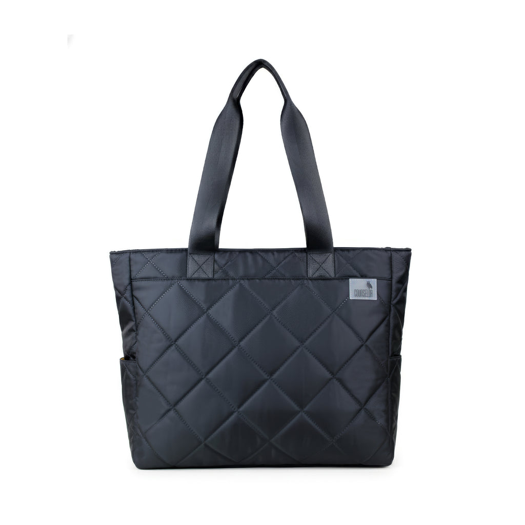 THE AURA - BLACK  QUILTED TOTE BAG