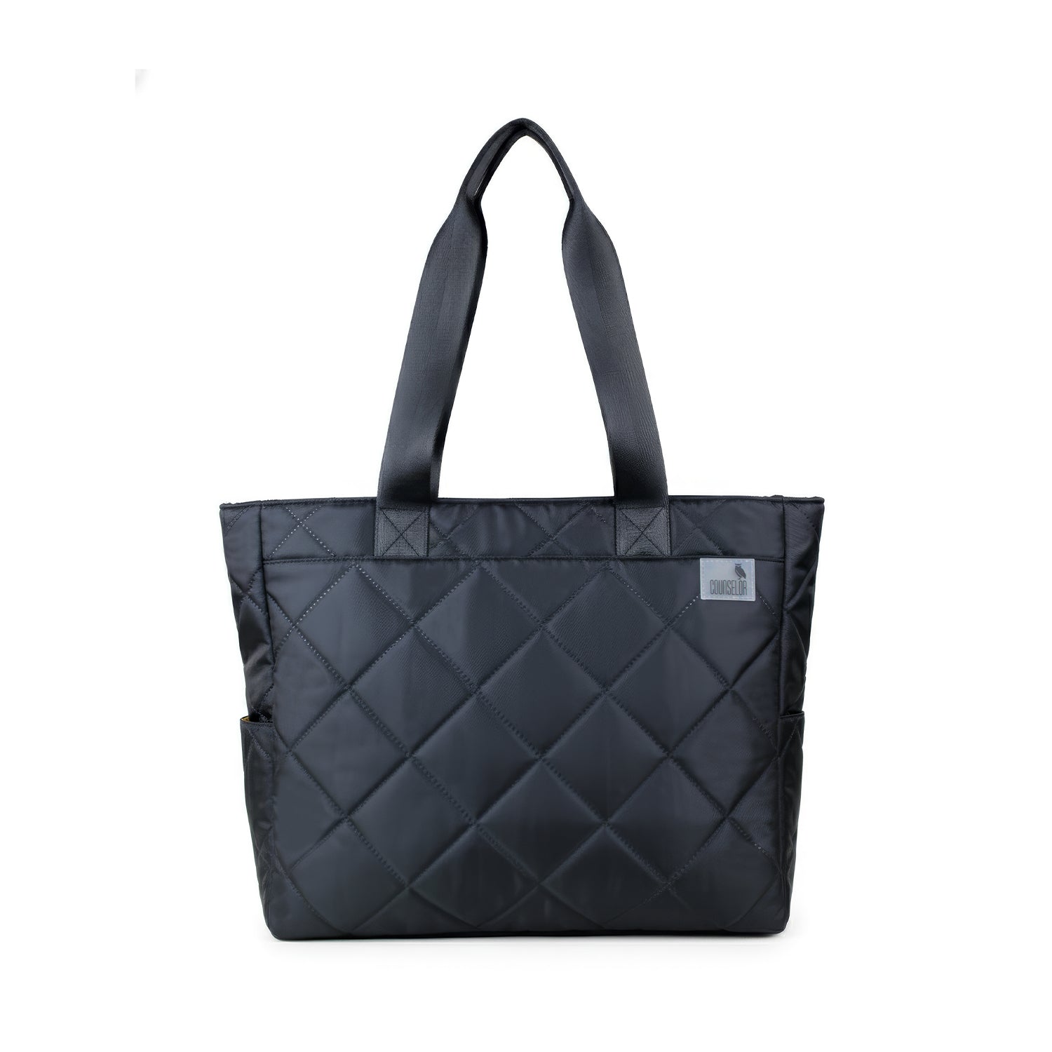 THE AURA - BLACK  QUILTED TOTE BAG