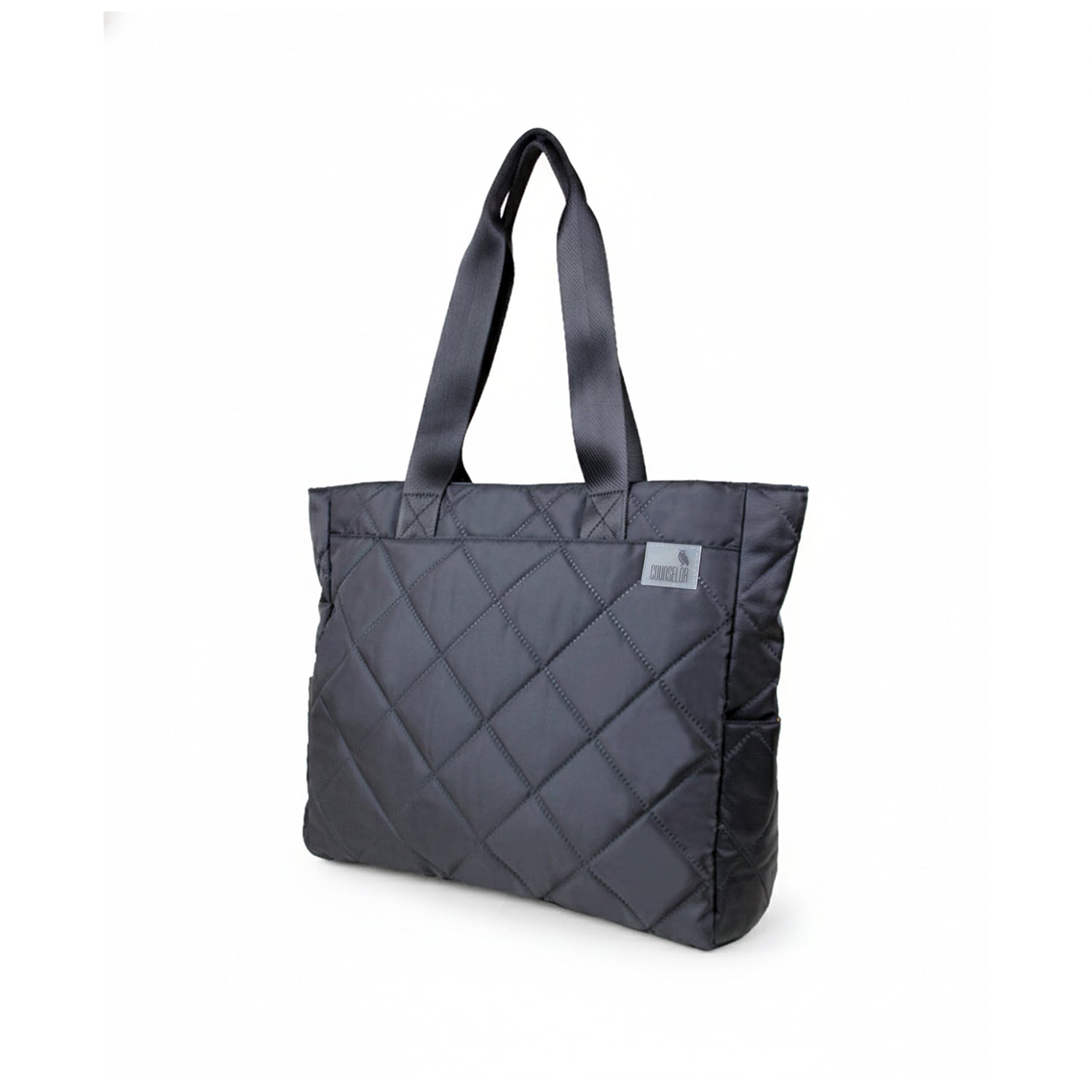 THE AURA - BLACK  QUILTED TOTE BAG