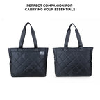 THE AURA - BLACK  QUILTED TOTE BAG