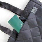 THE AURA - BLACK  QUILTED TOTE BAG