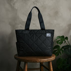 THE AURA - BLACK  QUILTED TOTE BAG