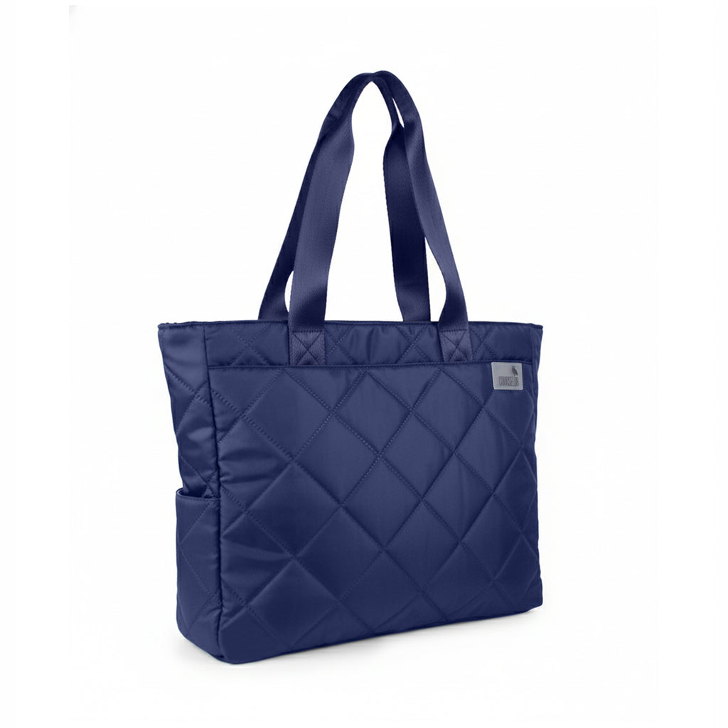 THE AURA - NAVY  QUILTED TOTE BAG