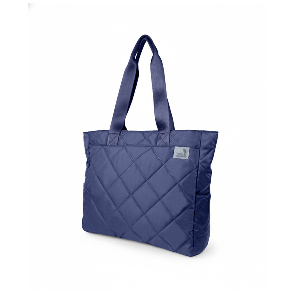 THE AURA - NAVY  QUILTED TOTE BAG