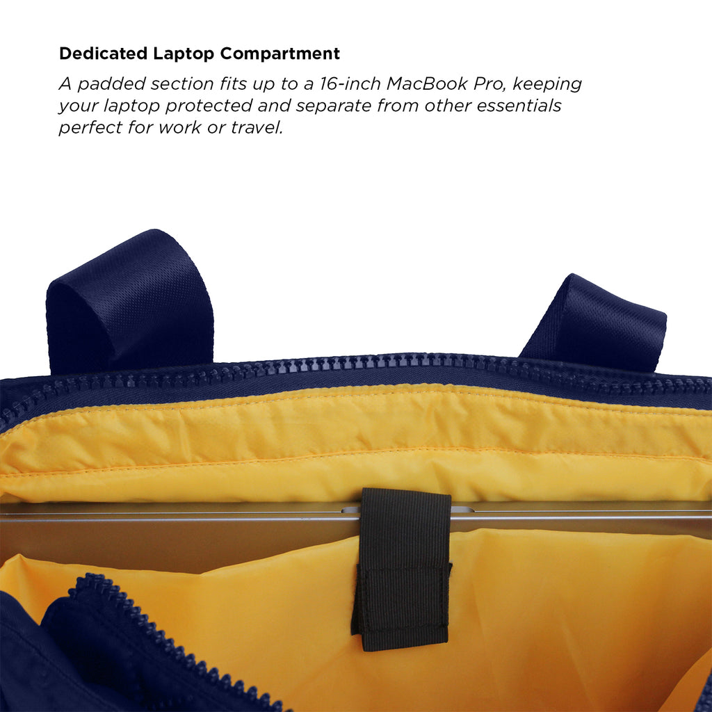 THE AURA - NAVY  QUILTED TOTE BAG