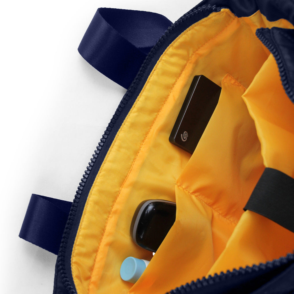 THE AURA - NAVY  QUILTED TOTE BAG