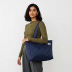 THE AURA - NAVY  QUILTED TOTE BAG