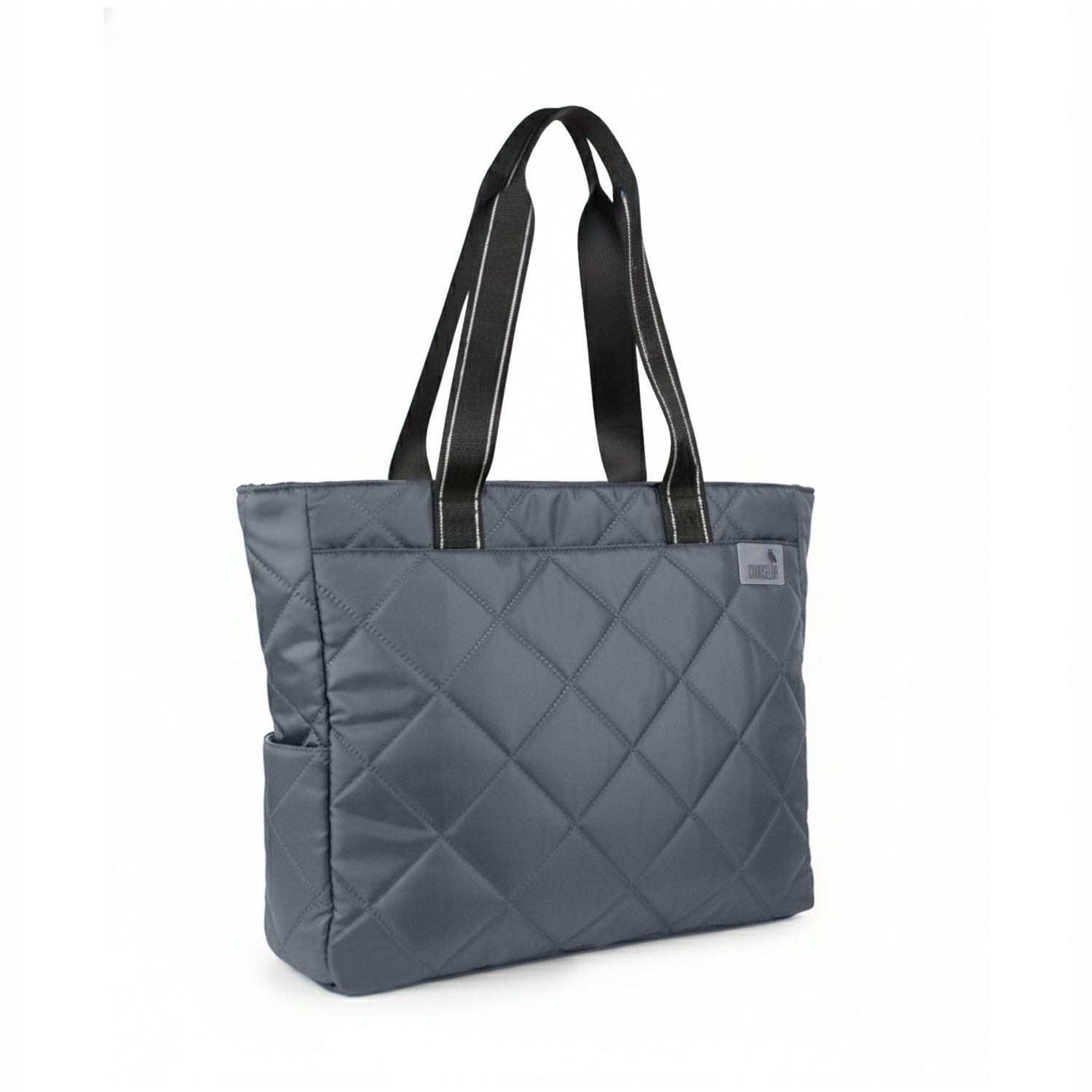 THE AURA - GREY QUILTED TOTE BAG