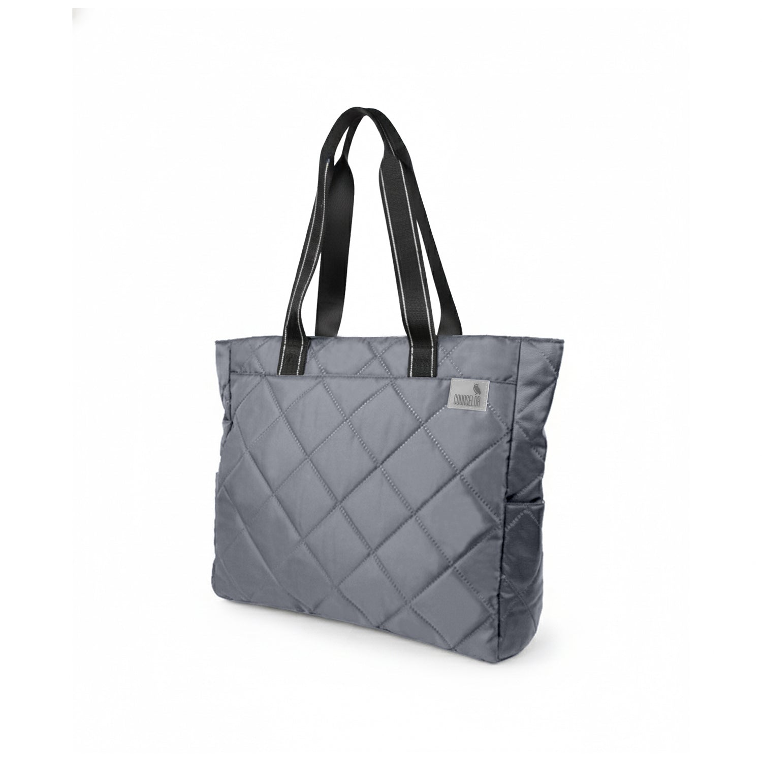 THE AURA - GREY QUILTED TOTE BAG