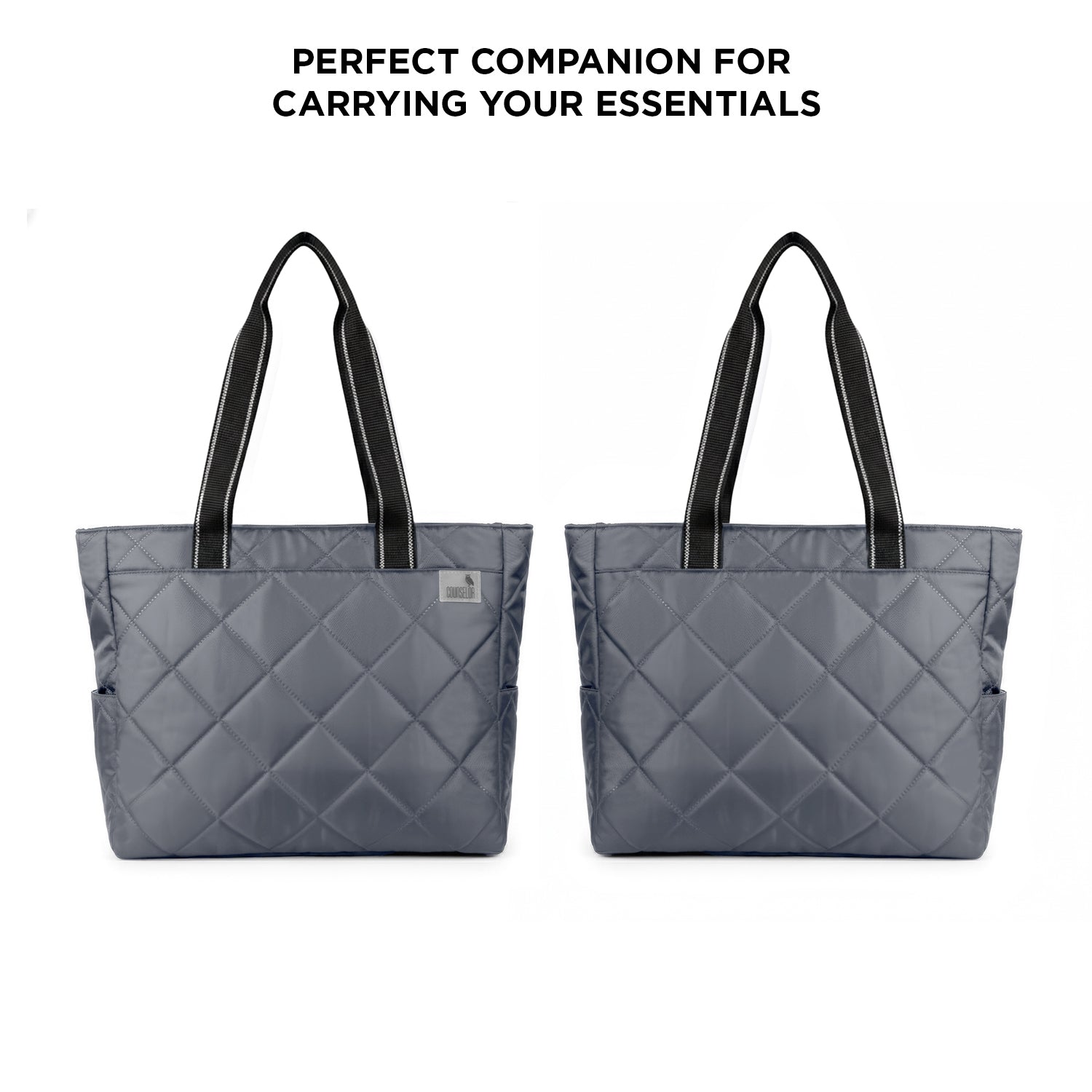 THE AURA - GREY QUILTED TOTE BAG