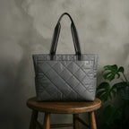 THE AURA - GREY QUILTED TOTE BAG
