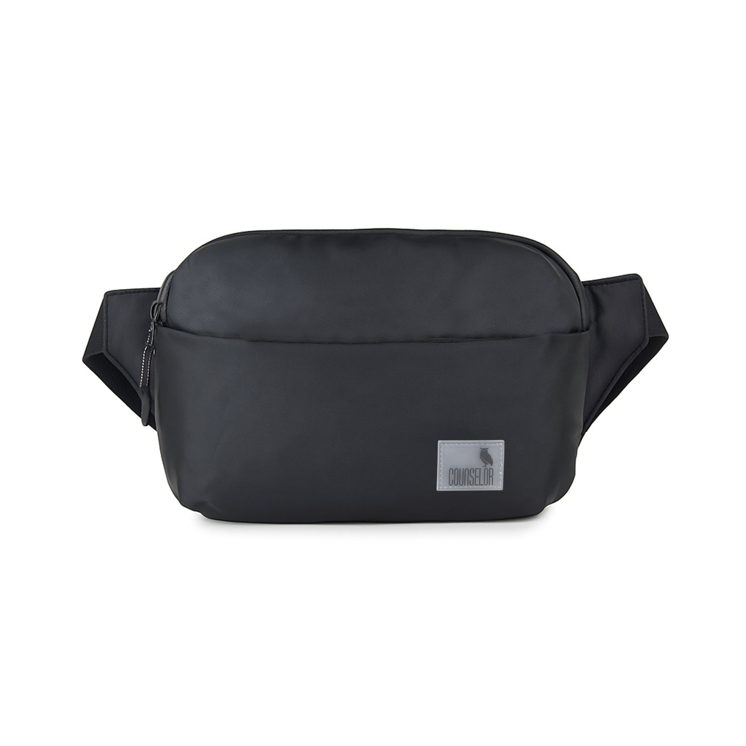 The Avelin black waistpack, a minimalist everyday companion for travel, errands, and city walks.