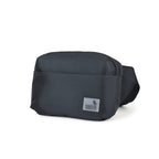 The Avelin black waistpack featuring a minimalist design with a front pocket for easy access to essentials.