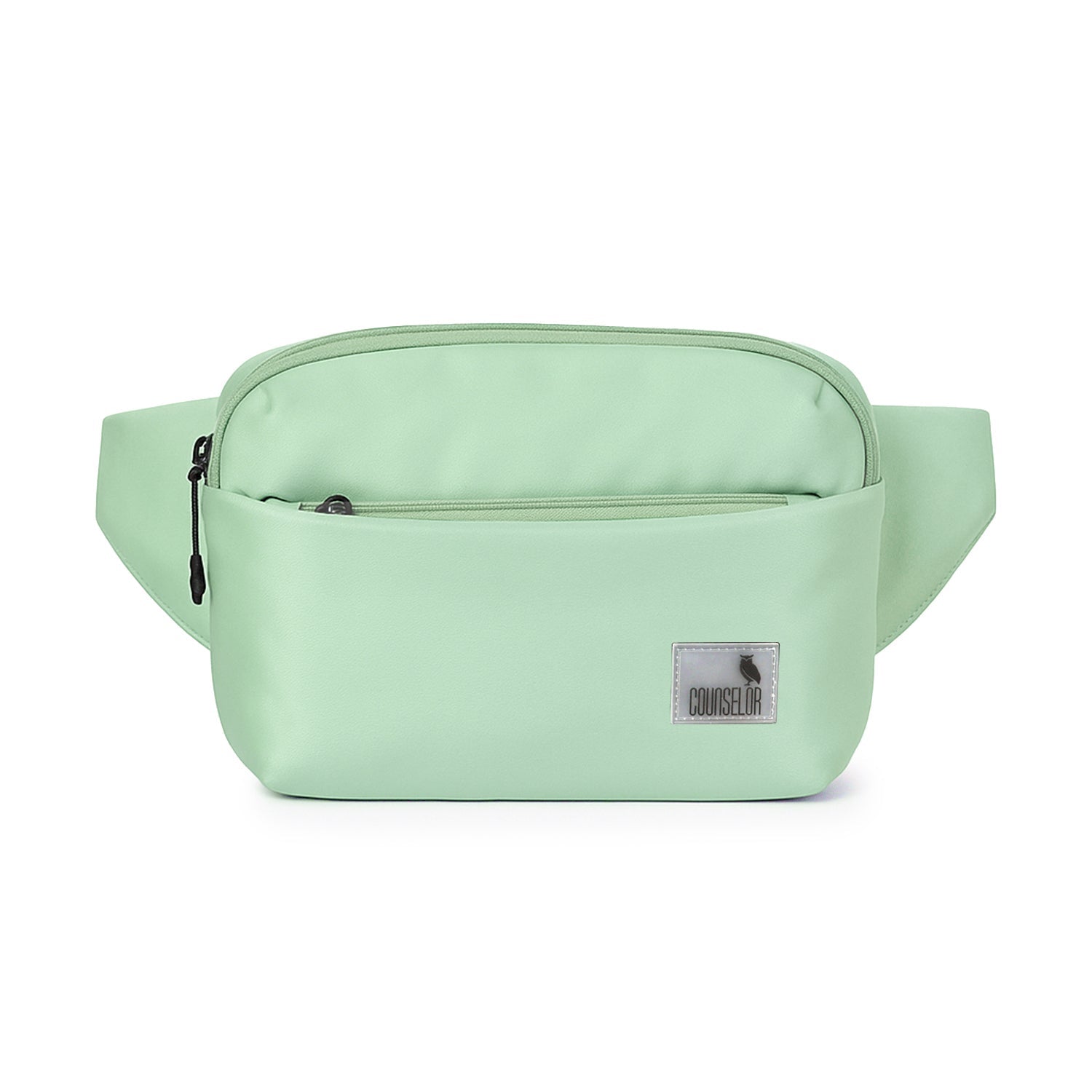 The Avelin waistpack in pista green, designed for minimalist style and smart, compact storage.