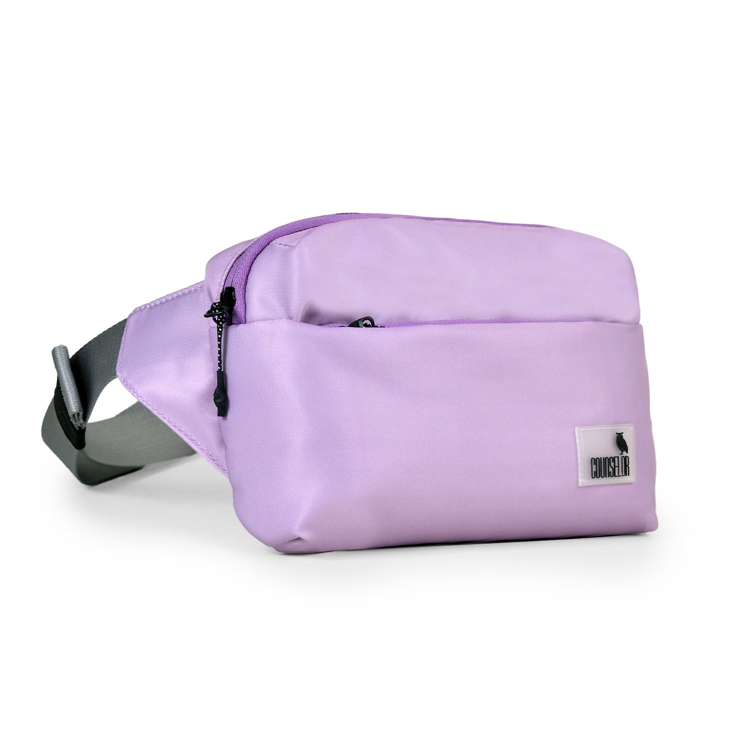 The Avelin waistpack in pink, featuring a compact design with adjustable strap and zippered pockets for essentials.