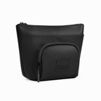 The Eiko pouch in black, featuring minimalist design and compact storage for essentials.