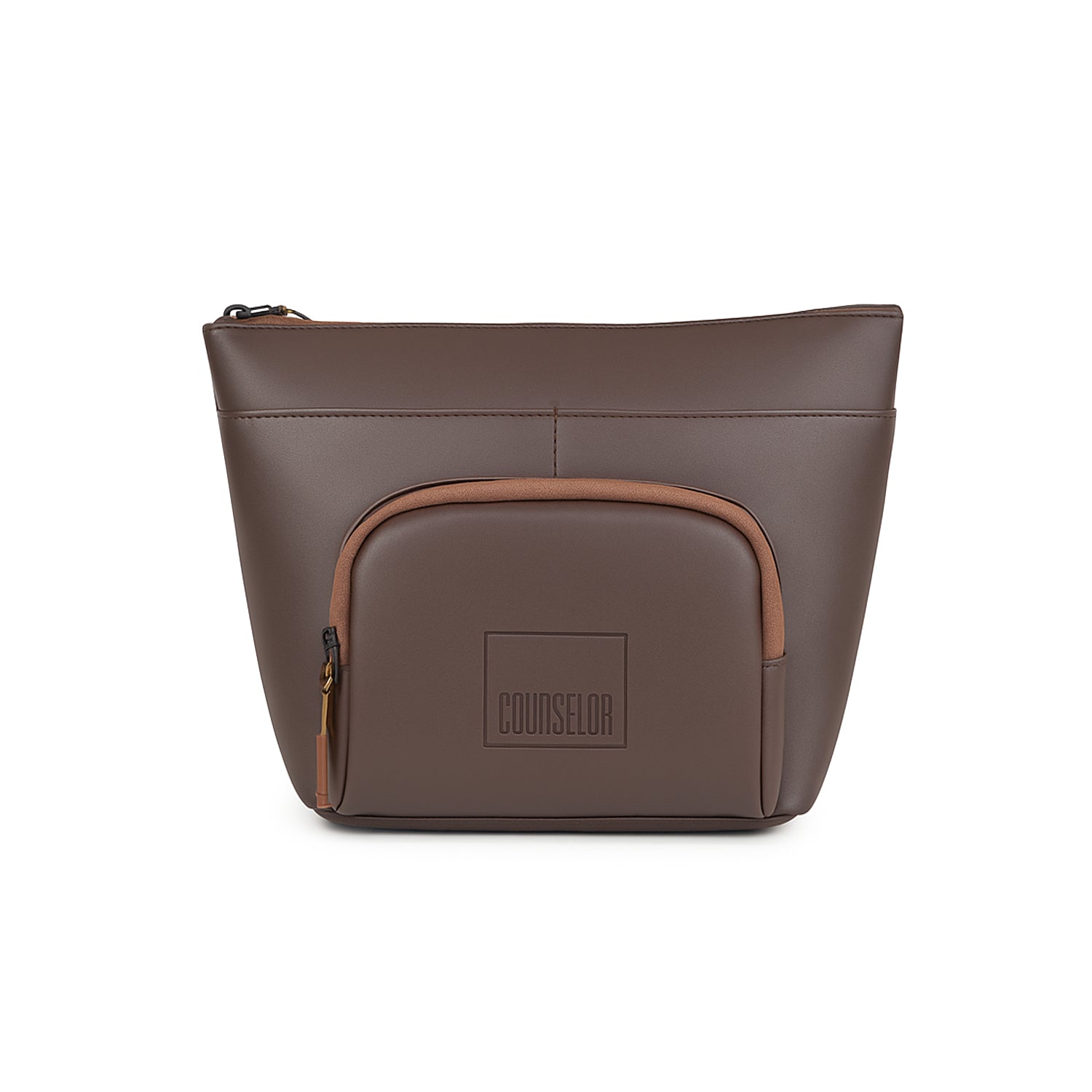 The Eiko brown pouch featuring minimalist design, compact storage, and premium materials.