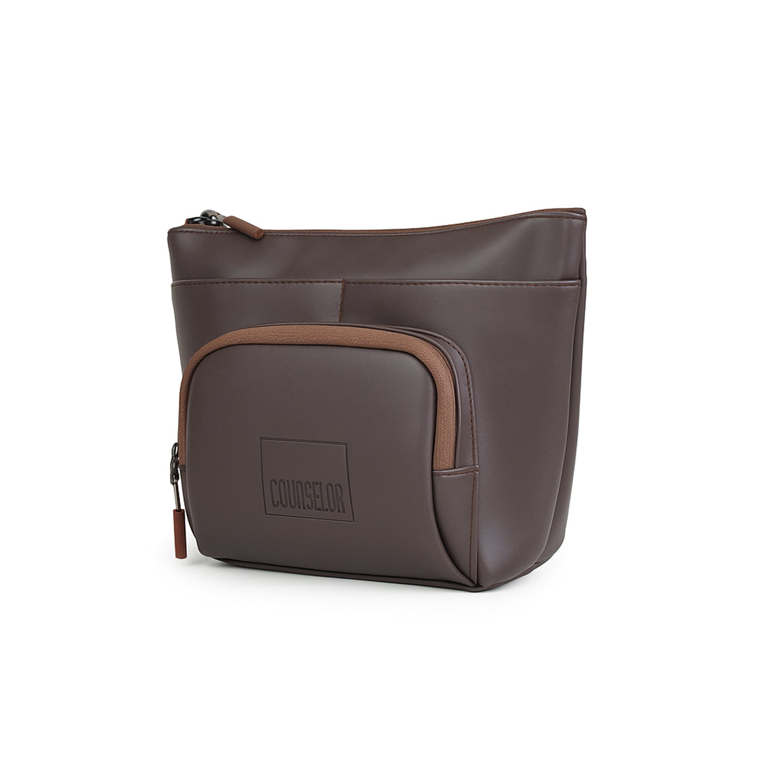 The Eiko pouch in brown, featuring a minimalist design with compact storage and durable materials, perfect for on-the-go lifestyles.
