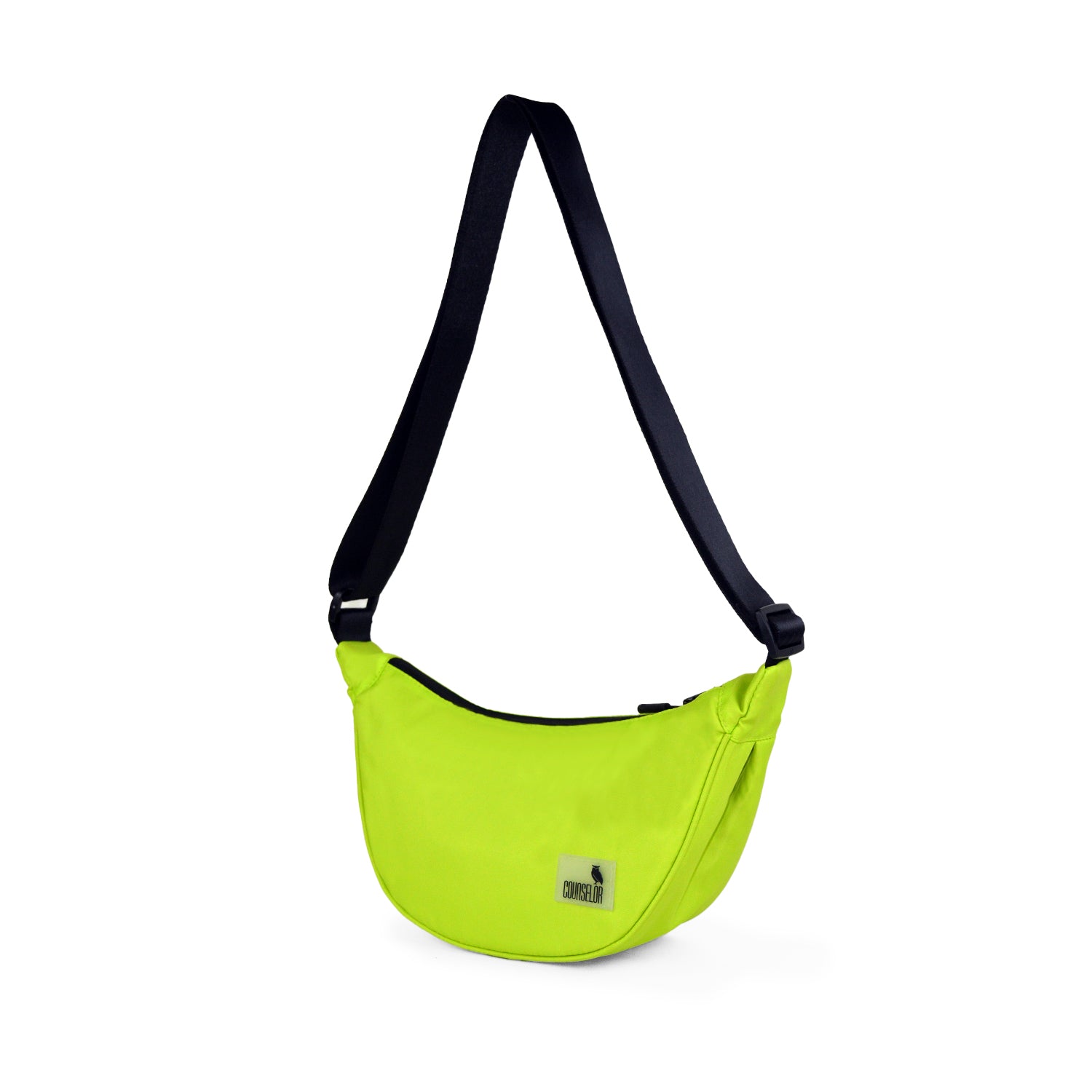 The Zuki lime green side sling bag with adjustable strap, perfect for daily movement and stylish travel.
