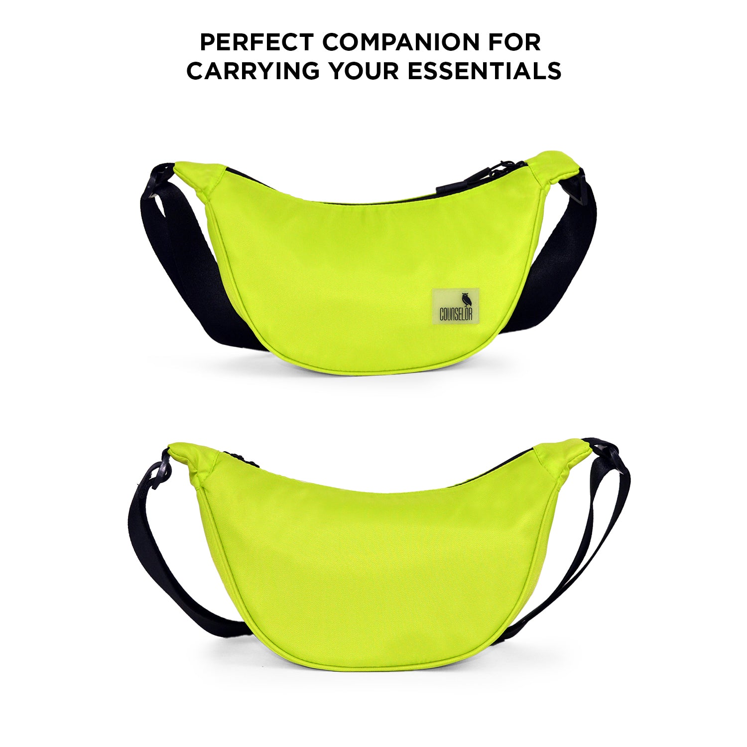 Lime green Zuki side sling bag, perfect for carrying essentials during travel or daily activities.