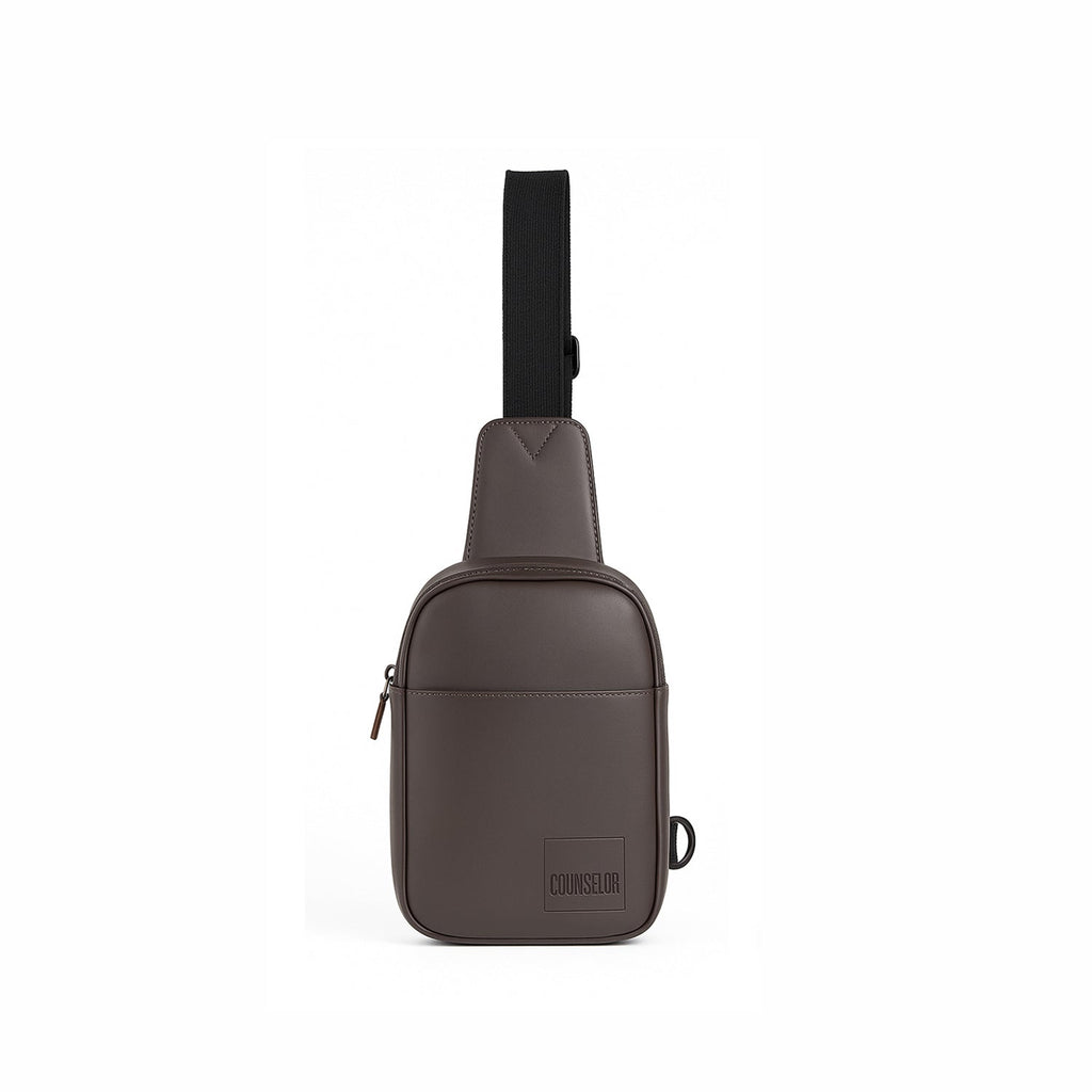 The Kiro Crossbody Bag in brown, featuring adjustable strap and durable design for stylish, eco-friendly everyday use.