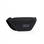 Black fanny pack with 'COUNSELOR' logo, featuring a zipper and sleek, modern design for everyday use.