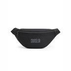 Black waist pouch featuring a sleek design and zip closure, perfect for everyday use and hands-free convenience.