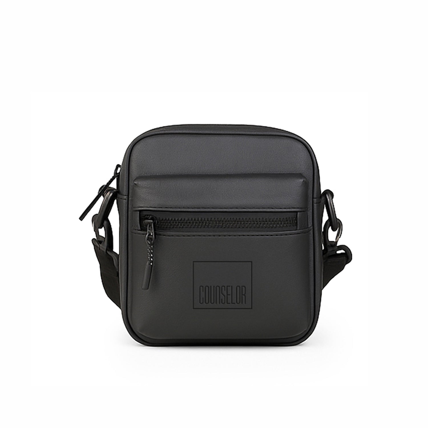 The Noma Black bag featuring a stylish design, front zipper pocket, and adjustable strap for versatile use.