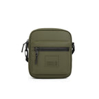 Stylish olive green bag with a front zipper pocket, featuring adjustable shoulder strap for versatile wear.