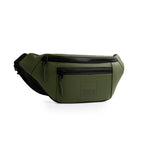 The Blaze olive waist bag made from vegan leather, perfect for daily use and stylishly designed as a fanny pack.